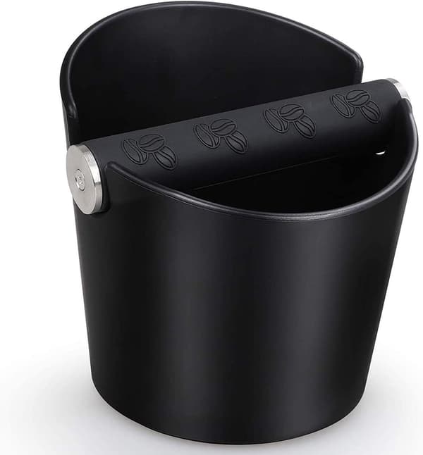 Kaffebankeboks, ABS-grutbeholder med avtakbar gummistang, sklisikker base for espressomaskiner, svart, 12 cm