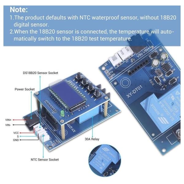 XY DT01 Digital Temperaturregulator 40 til 110 Celsius LCD Skærm Vandtæt Sensor
