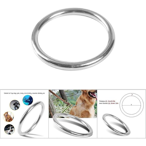 Rostfritt stål O-ring Marin Polerad Rund Båt Camping Hundkoppel Nyckel 6*40mm)