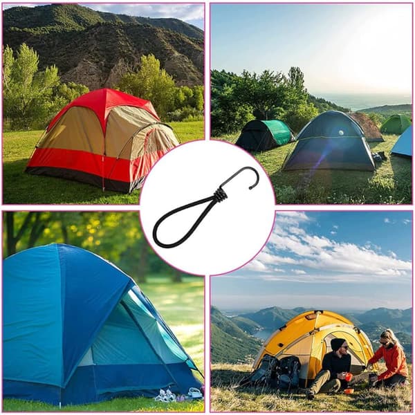 30 stk. elastiske snore med kroge, 16 cm elastiske snore, elastiske snore til fastgørelse af presenning, camping, telt, pavillon