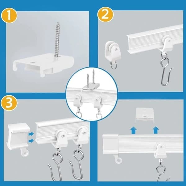 Flexibel Böjbar Gardinskena 2-pack Klippbar ABS-harts Takmontering för Badrum Sovrum Kontor 2 Meter 2 meters 2-Pack
