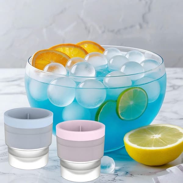 Isboldforme - Runde isterningforme, genanvendelige stabelbare - til whisky, cocktails - 8*7cm - Blå, Pink, Hvid