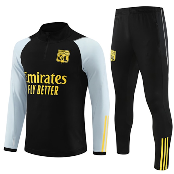 23-24 ny Lyon langærmet træningstrøje til voksne og børn sort 2XL black 2XL