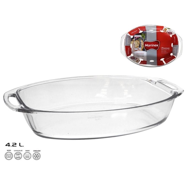 Kestävä lasivuoka uuniin, mikroaaltouuniin ja astianpesukoneeseen, 1,9L-4,2L, WKL Tray with ASA 4.2L No,