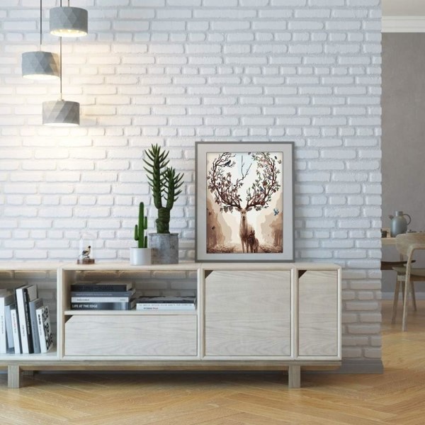 Numerotaide, DIY-numeromaalaus hirvestä, luovat harrastusmaalaussarjat, maalaa numeroiden mukaan lapsille/aikuisille/senioreille, ilman kehystä (40 x 50 cm)