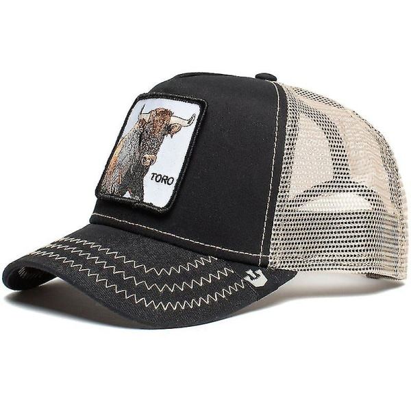 Loppuunmyynti Eläinlippis Auringonsuoja Mesh Kirjailtu Trucker Hattu Bison Black