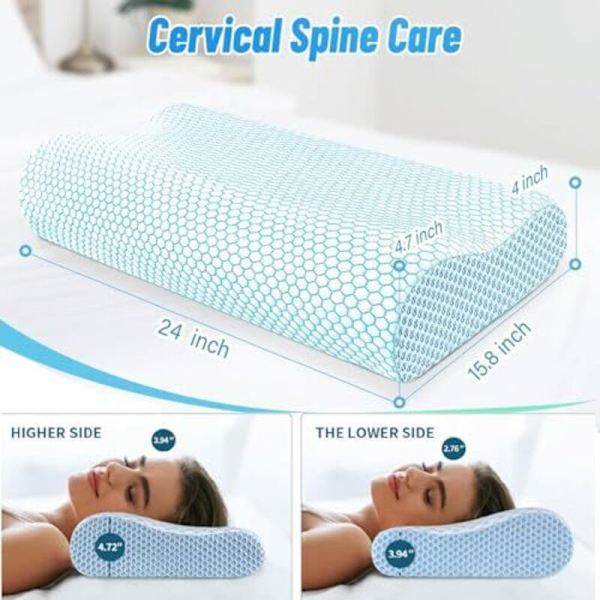 Ergonomisk kudde med memory foam för sid- och ryggsovare 50x30cm Bekväm Fast Vilsam Sömn