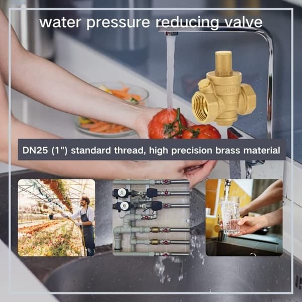 1 stk. Vandtryksregulator i messing, justerbar trykreducer med DN25 1
