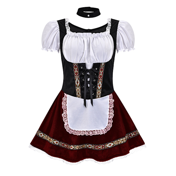 Oktoberfest-kostyme for karnevalfest, ølkostyme for jenter, kjole-sett 31644 wine red 4XL