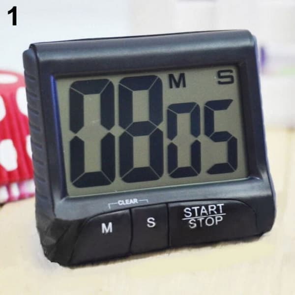 Digital LCD Kökstimer med Nedräkning, Ställbar Väckarklocka, Stor Display