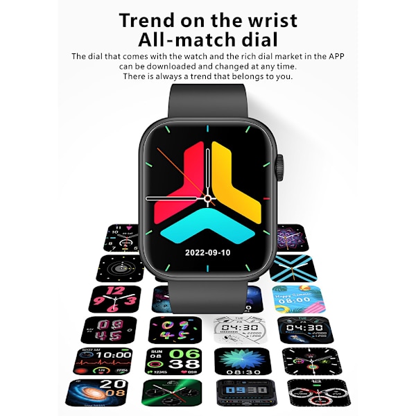 Smart Watch til mænd med pulsmåler og fitness tracker - blå-sort