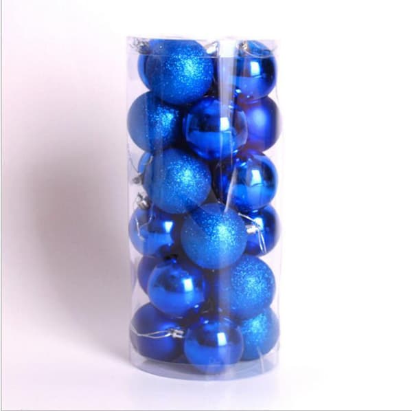 Julekuler for dekorasjon 24 stk. safir sapphire 6cm24 Pcs