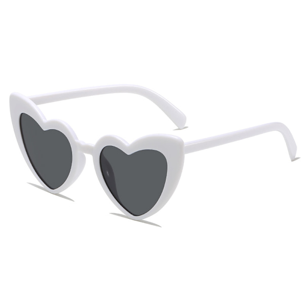 Hjärtformade solglasögon för fester, snygga solglasögon för män och kvinnor White frame gray lens
