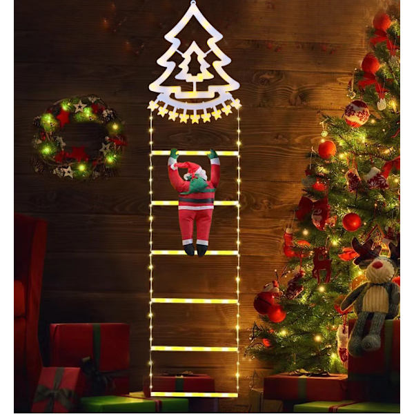 Jule LED trappebelysning Santa Claus dukke stige lys klatre stige lys 110V/220V stikmodel Warm light mist white Christmas tree