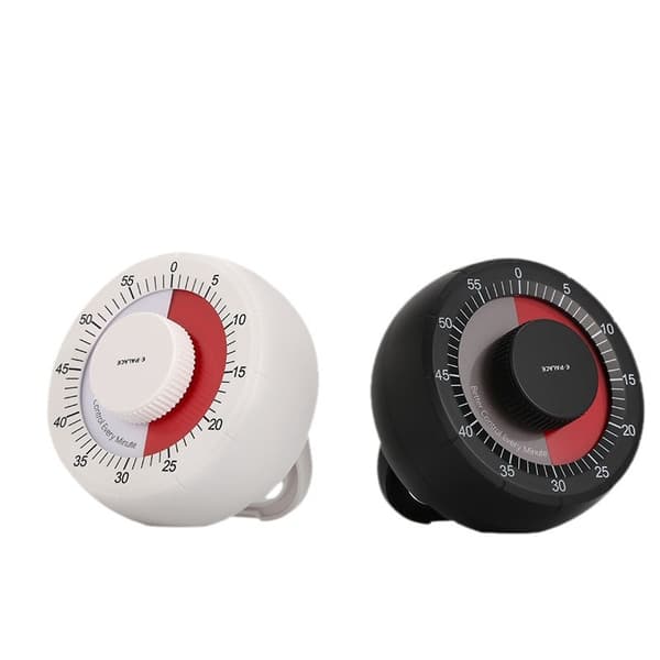 Køkkenur til lektier, mekanisk timer, magnetisk visuel tidsstyring, vækkeur white