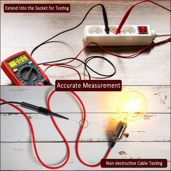 8 stk. multimeter testprober, testledninger i rustfrit stål med røde og sorte kabler til elektrikere og laboratorier