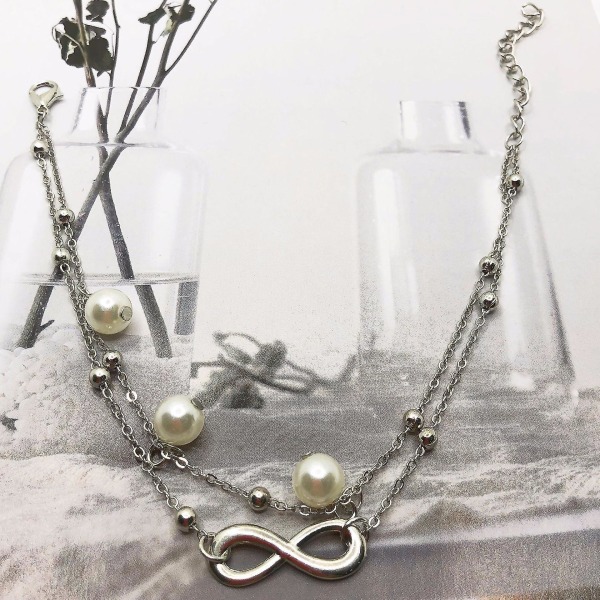 2 stk Ankelkæde Dobbelt Kæde Ankelkæde Infinity Endless Love Symbol Strand Ankelkæde Armbånd Justerbar [kk]