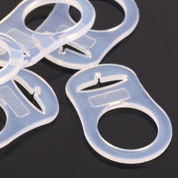 10 stk. Silikone Ring Knapper Suttekæde Adapter Transparent