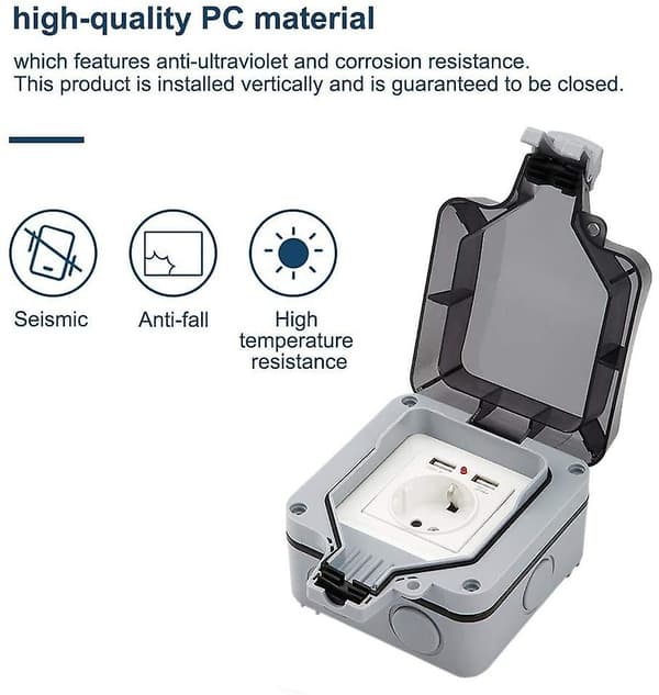 Vandtæt Udendørs USB Stikkontakt til Haven - Nem Installation