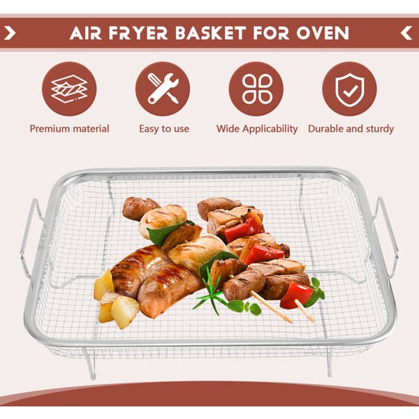 1 stk. Airfryer-kurv til ovn, rustfrit stål grill, non-stick, ristbakke