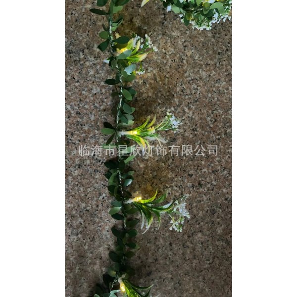 Rosaröda rottingljussträng LED skum små vita blommor rottingljussträng bröllop inomhus balkong dekorativt ljus Small white flower vine 4.5m 30LED (battery box)