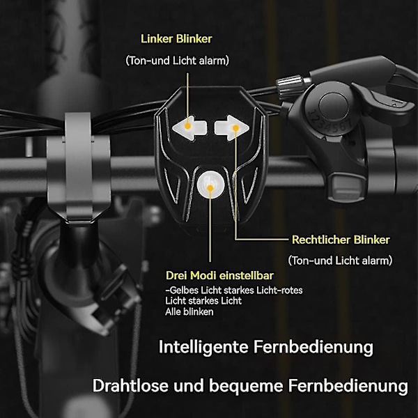 Cykelblinkers med trådlös fjärrkontroll, tvådelad bakljus med indikator, USB-laddningsbar