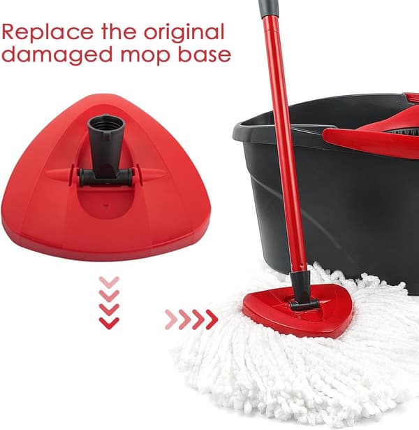 Udskiftningsbase til Spin Mop, Trekantet Moppehovedplade i Plast Kompatibel med O-Cedar og Vileda Spin Mops, Rød, 15,5 x 16 x 5 cm