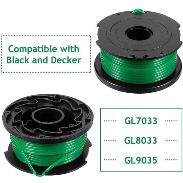 6 grønne trimmerlinjespoler kompatible med Black Decker GL7033 GL8033 GL9035 A6482