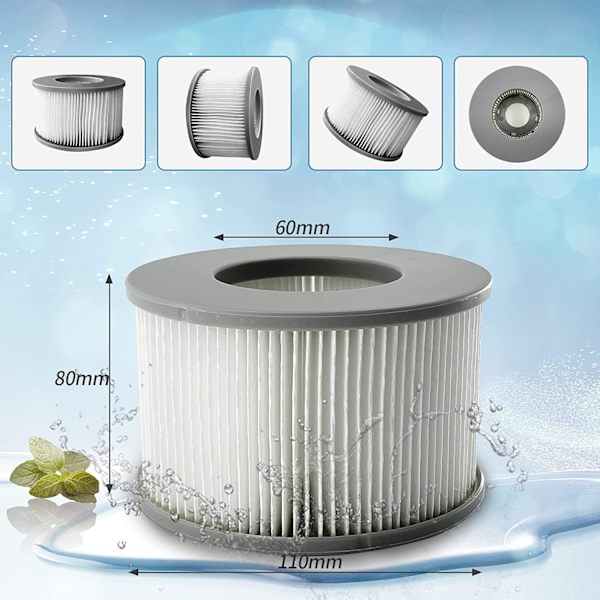 Filterpatron til MSpa oppustelig pool, udskiftningsfilter til MSpa Whirlpool, levering omfatter 3 filtre + filterholder,