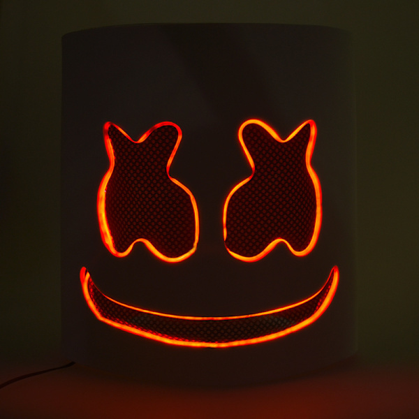 Marshmallow DJ-huvudskydd LED-upplyst EVA-huvudskyddsmask Red