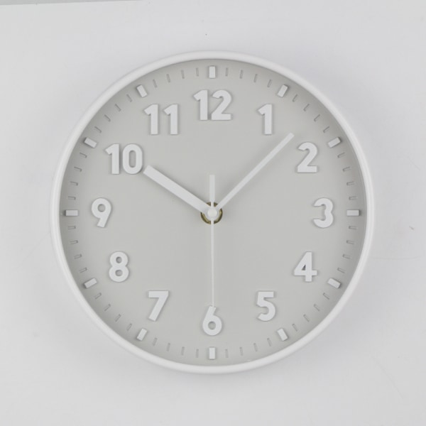 Modern Enkel Väggklocka 8 Tum Godisfärg Tyst För Tidsklockor Prydnader För Hem Sovrum Sovsal Vardagsrum Dekoration White and gray