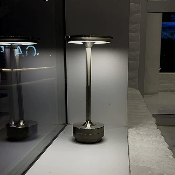 Sladdlös I-formad metallisk bordslampa med touchsensor, 3 färger dimbar laddningsbar skrivbordslampa Black 2pcs