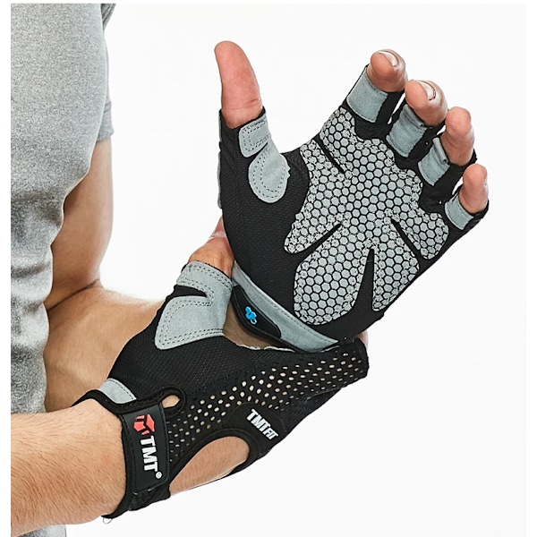 Halvfinger Fitness Handsker Stor Størrelse vægtløftning fit Sort L 19.5-21.5cm