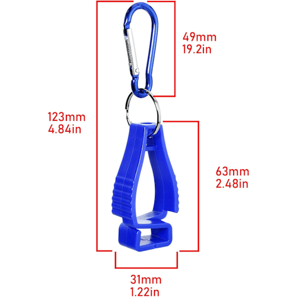 2 multifunktionelle handskeklips forhindrer, at krogen går tabt. Handske sikkerhedsklips Handske greb klip holder til handsker Briller, hjelme, håndklæder, blå