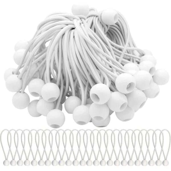 Pakke med 75 elastiske strikk med kuler, elastiske strikk, elastiske kuler for telt, bannere og presenninger