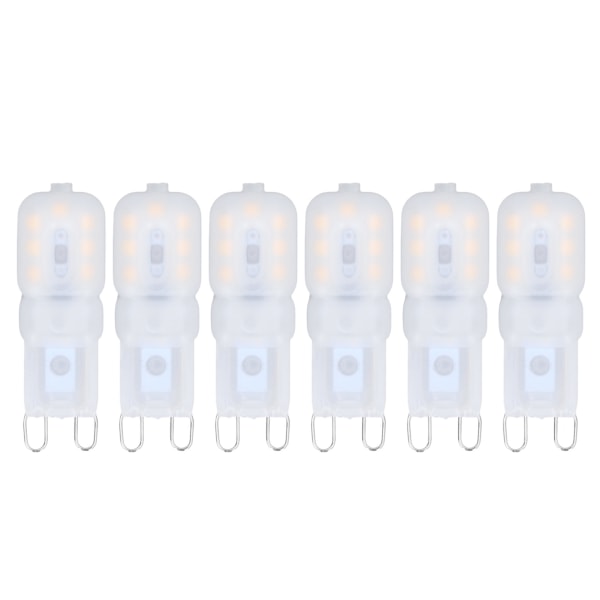 6 kpl G9 LED-lamppua Himmennettävä 3W energiansäästö 360 asteen hehkulamppu kattovalaisimiin ja kattovalaisimiin Lämmin valkoinen 220-240V