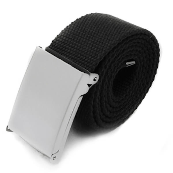 Svart canvas tygbälte, unisex, justerbar längd