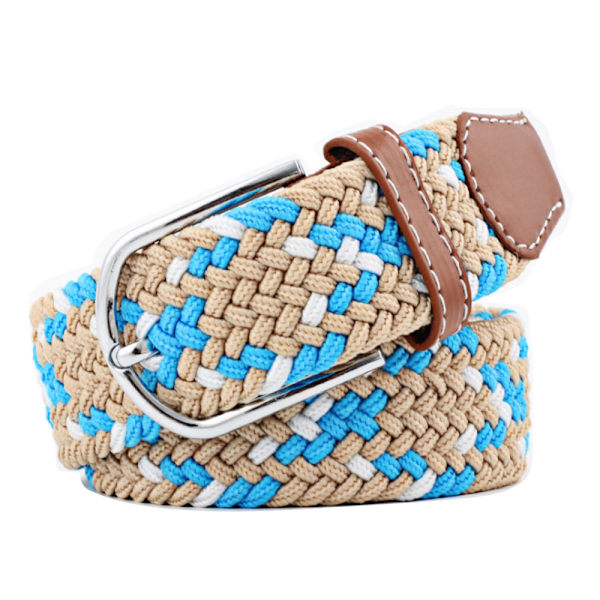 Bälte canvas 23 mönster storlek W26-W36 stretch justerbar längd: 13 Light blue / sand / beige multicolor