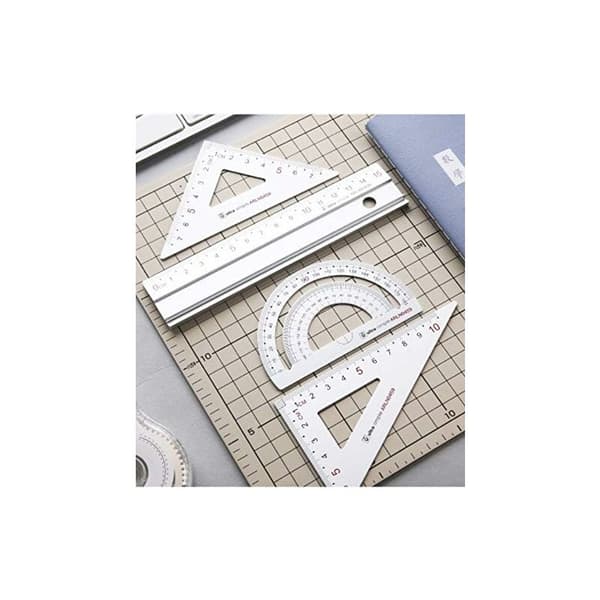 Arkitektskala i metall - 4 st Tekniska ritningsgeometriset, Matematiskt geometriverktyg, Gradmätare, Triangulär (Silver)