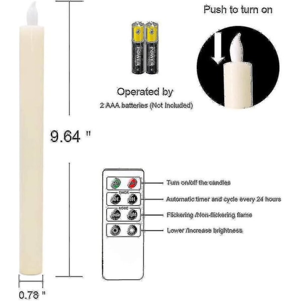 Dww-6-pack batteridrivna LED-ljus med fjärrkontroll och timer, äkta vaxflimrande varmt vitt ljus