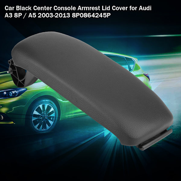 Svart läder armstödslock för mittkonsol till Audi A3 8P / A5 2003-2013