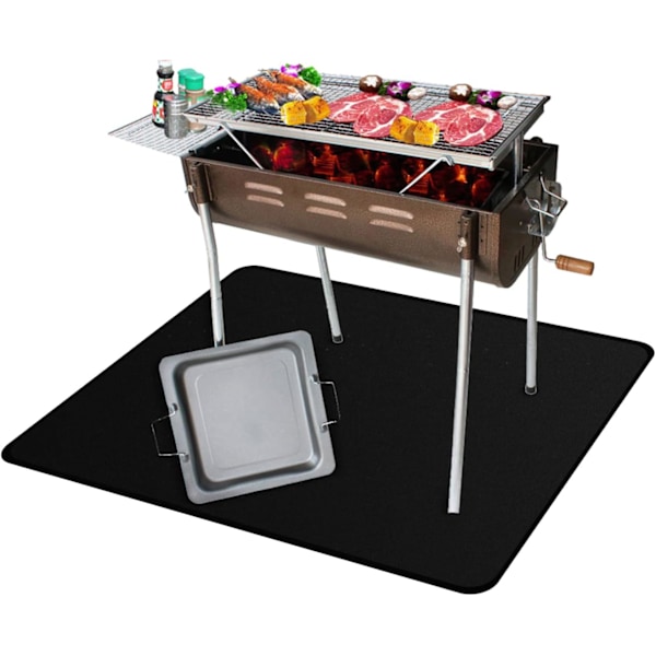 122x99cm Grillin alla oleva matto BBQ-grillimatto Tulenkestävä Öljynkestävä Vedenpitävä Lämmönkestävä matto grilliin Ulkokäyttöön Hiili Litteä savustin