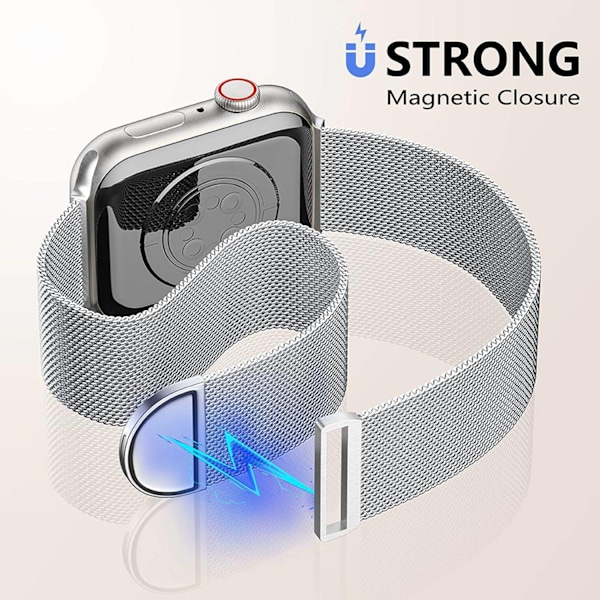 Metallband kompatibelt med Apple Watch -band 40 mm 38 mm 41 mm Silver-WELLNGS Silver Silver 42/44/45/49mm