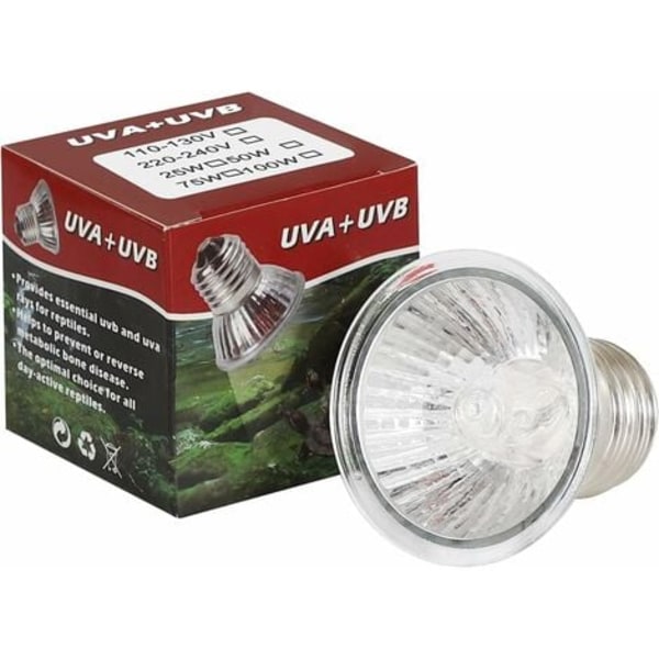 Skilpaddevarmelampe, 25W Full Spectrum Uva/Uvb LED-varmelampe, E27