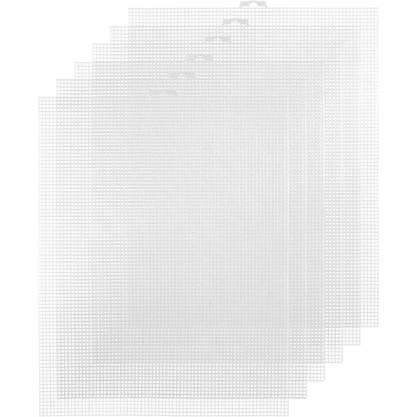 6 st Plastnät Canvas Ark för Broderi, 34,3x26,5cm 7 Count Plastnät Canvas Ark Korsstygn Plast Aida Plastnät Skärm (Vit)