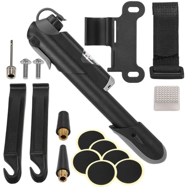 Mini Cykelpump Kit med Barometer, Plast, Svart