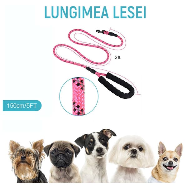Kjæledyrbånd, stål, rosa