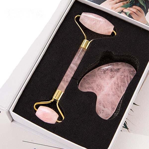 Rose Quartz Massager för avslappning av ansiktsmuskler