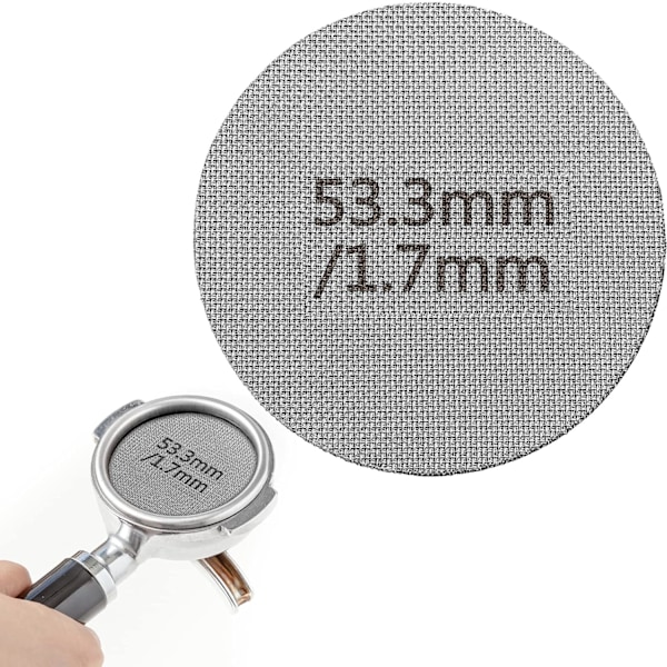 53,3 mm Espresso Puck Skærm Espresso Filter Rustfrit Stål Kaffe Puck Skærm Genanvendelig Nedre Bruser Ren Kaffe Skærm 1,7 mm Tykkelse Kaffefilter Mesh Plade