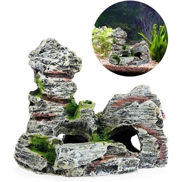 2 stk. Akvariedekorationer Grønt Græs Reje Skjulested Resin Akvarietilbehør Resin Akvarium Hule 11 x 9 x 11 cm, 10 x 5,5 x 10 cm.